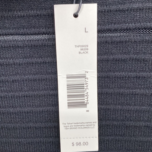 Tahari Ribbed Sheath Dress Stretchy Classic Minimalist Elegant Black Size Large - Picture 6 of 8